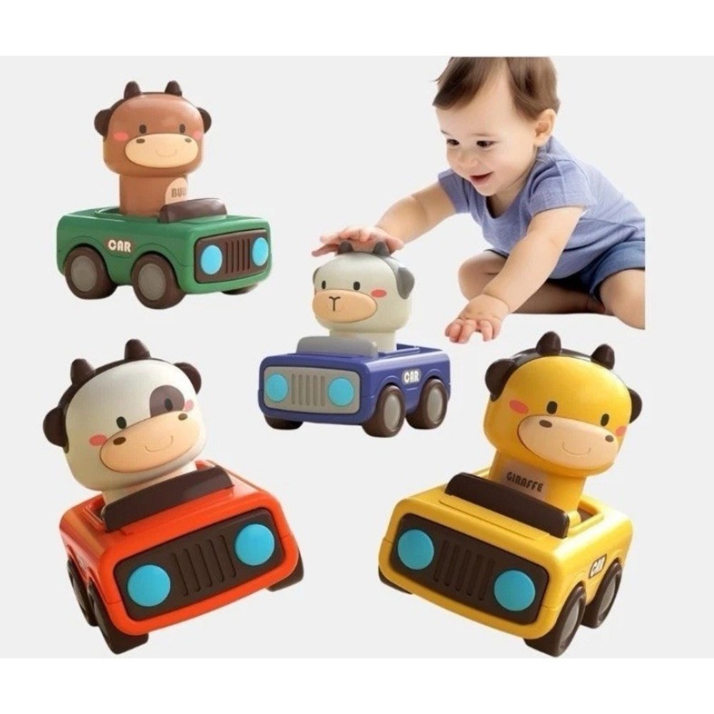 IPlayLearn Toddler Toy Cars, Car Toys  1‎ Year  Boys, 4Pcs Press & Go Toy Cars